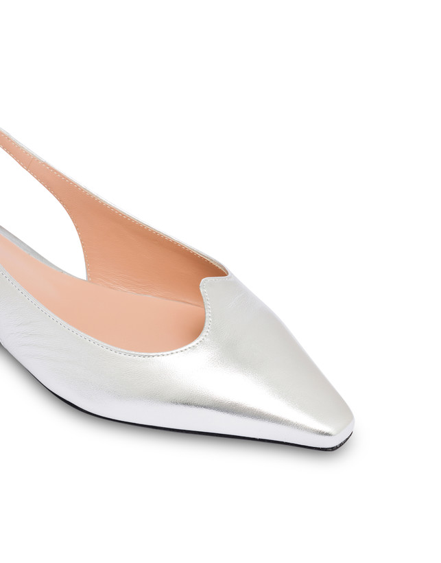Pollini Ballerina In Nappa Laminata Wave Argento Economico