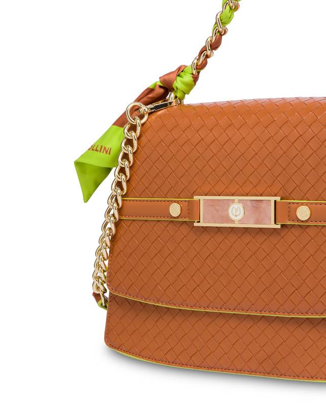 Pollini Borsa A Mano Con Foulard Color Explosion Cuoio/cuoio Vendita