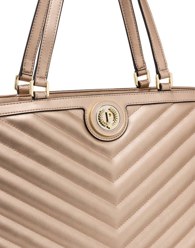 Pollini Tote Bag Matelassé Sunbeam Rose Gold Spedizione Gratuita