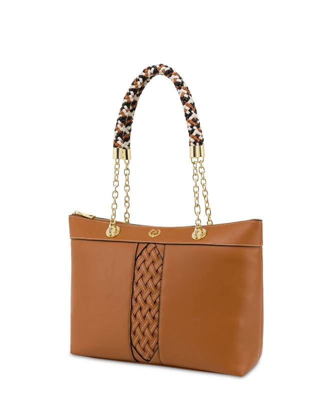 Pollini Shopper Con Intreccio Agadir Cuoio Negozi Online