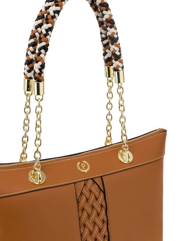 Pollini Shopper Con Intreccio Agadir Cuoio Negozi Online