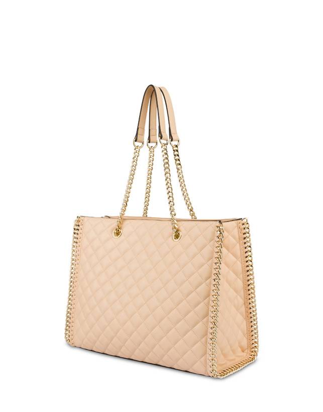 Pollini Tote Bag Trapuntata Interlock Beige/beige Consegna Veloce