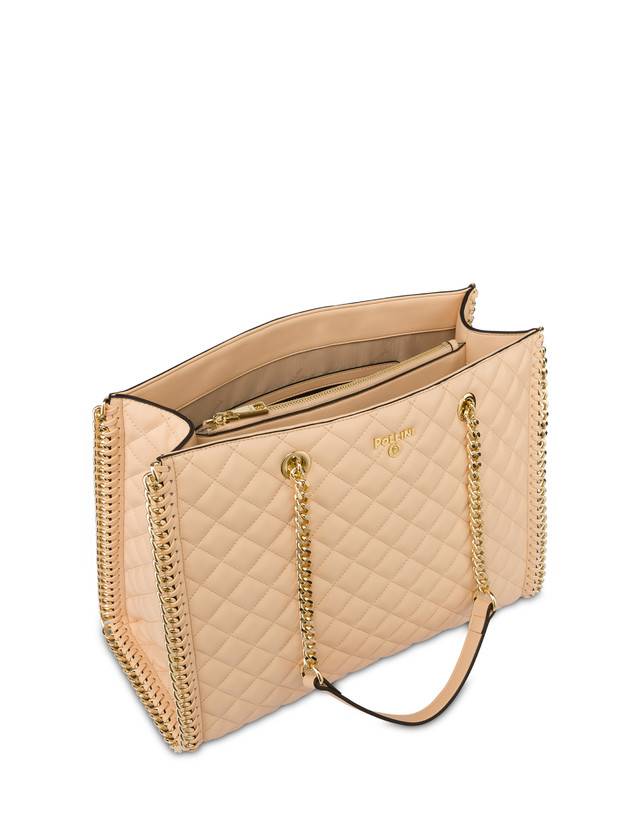 Pollini Tote Bag Trapuntata Interlock Beige/beige Consegna Veloce