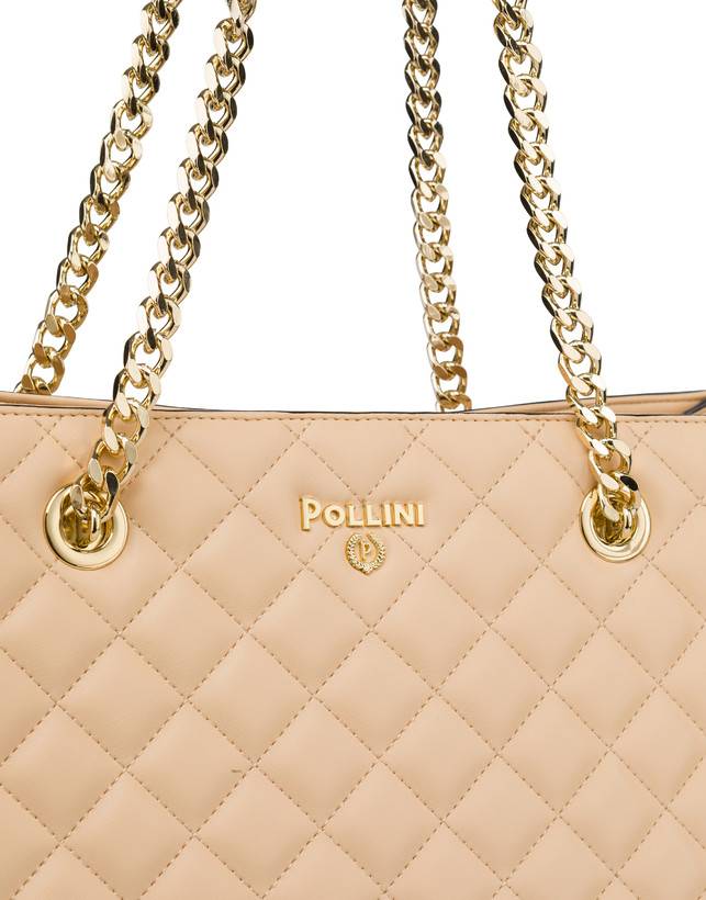 Pollini Tote Bag Trapuntata Interlock Beige/beige Consegna Veloce