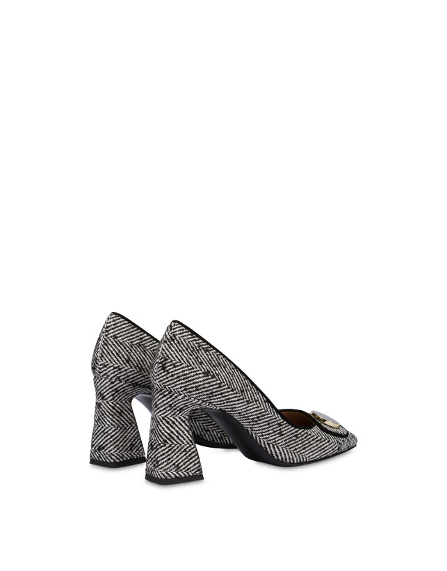 Pollini Décolleté In Tessuto Spigato Dama Bianco-nero/nero Sottocosto