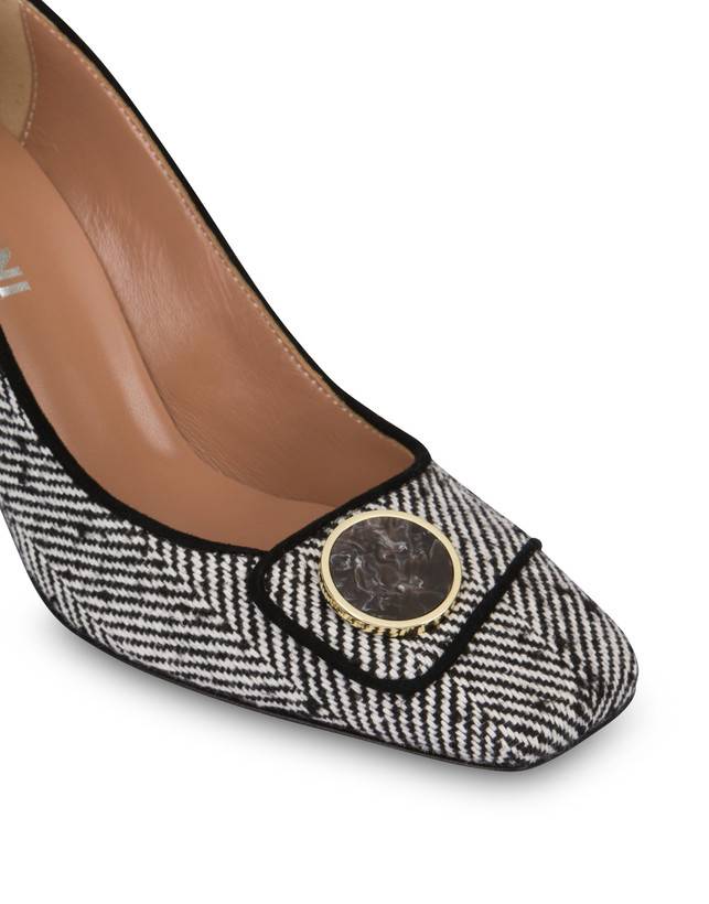 Pollini Décolleté In Tessuto Spigato Dama Bianco-nero/nero Sottocosto