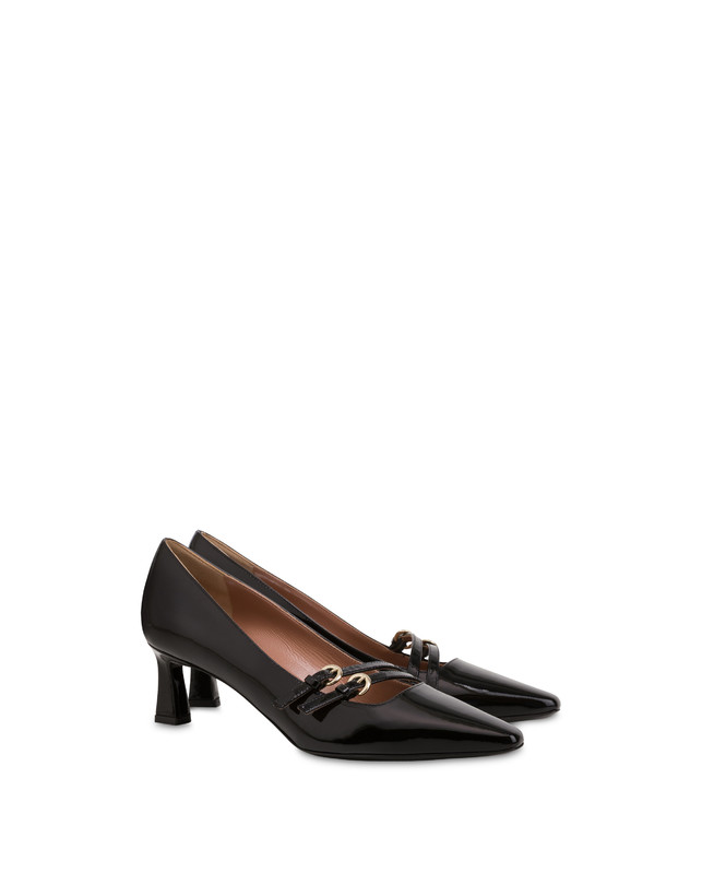 Pollini Décolleté In Vernice Bi-buckle Nero Outlet
