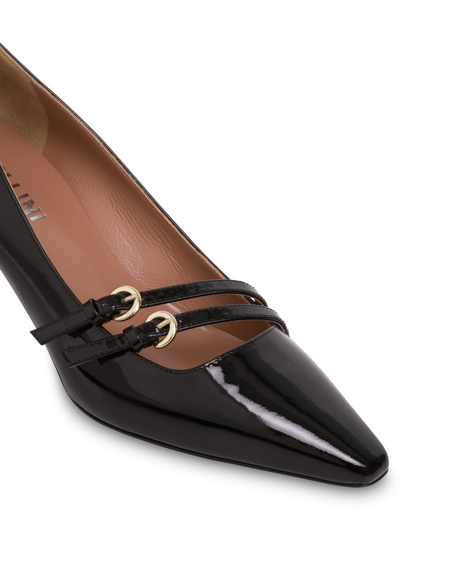 Pollini Décolleté In Vernice Bi-buckle Nero Outlet