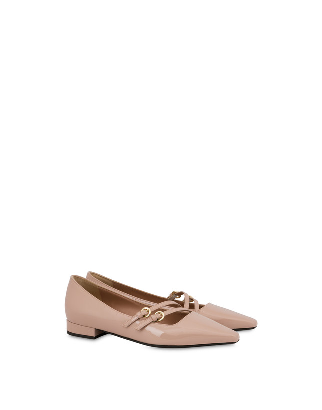 Pollini Ballerine In Vernice Bi-buckle Antico I Più Venduti