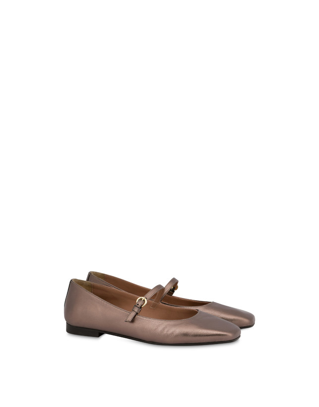 Pollini Ballerine In Nappa Laminata Nina Legno Moda