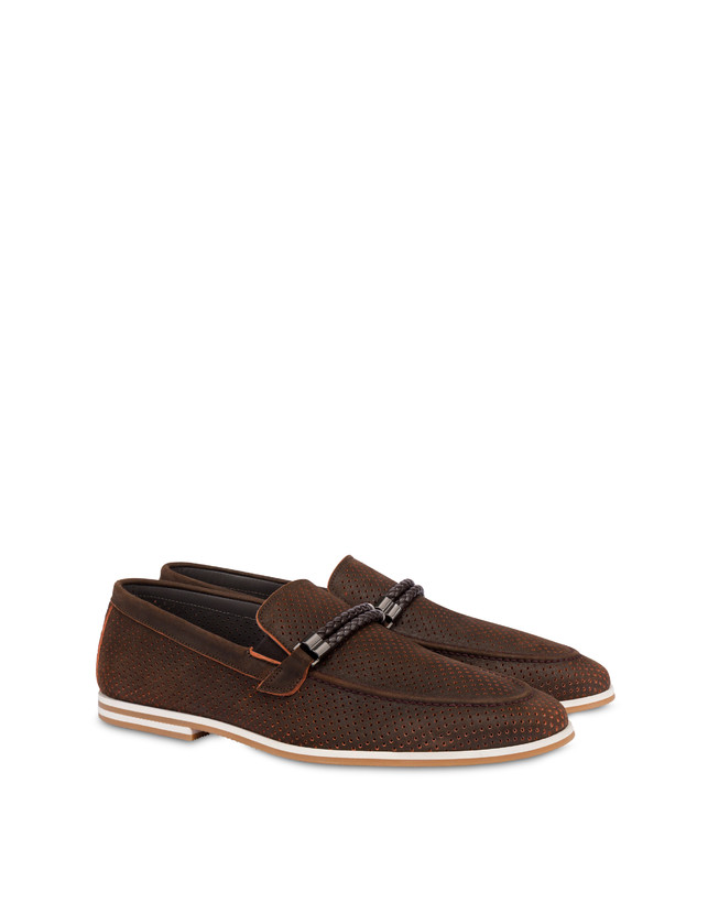 Pollini Mocassini In Scamosciato Traforato B-light T.moro Italia