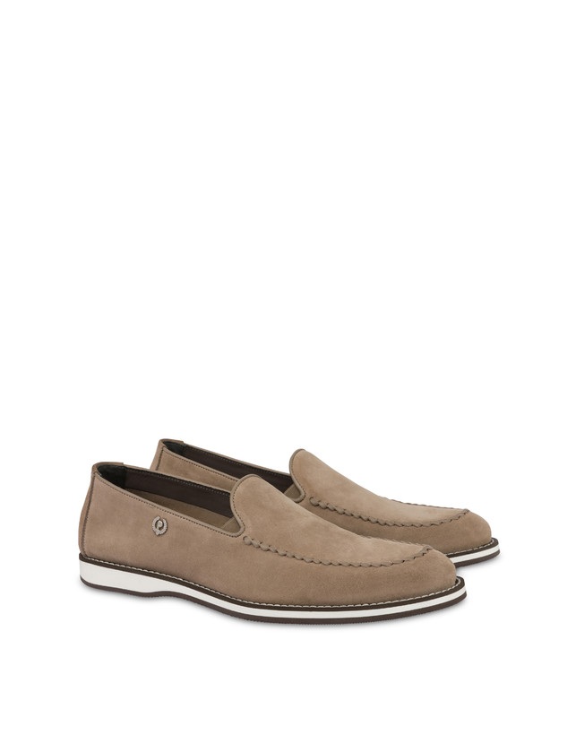 Pollini Mocassini In Crosta Green Field Beige Nuovo