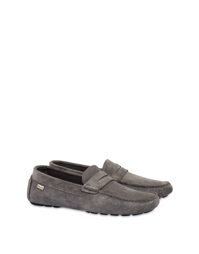 Pollini Mocassini Driver In Crosta Eazy Grafite Vendita