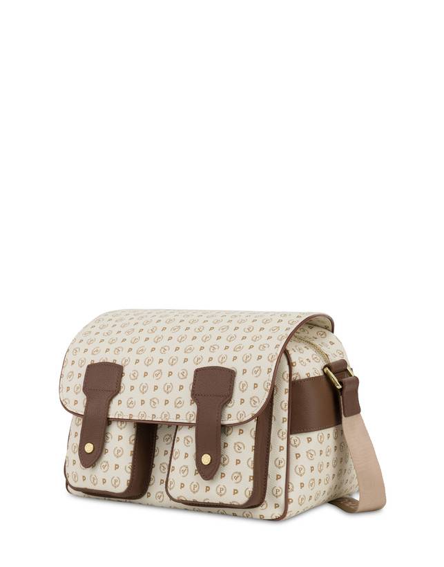Pollini Borsa A Spalla Multitasche Heritage Logo Classic Avorio/marrone In Vendita