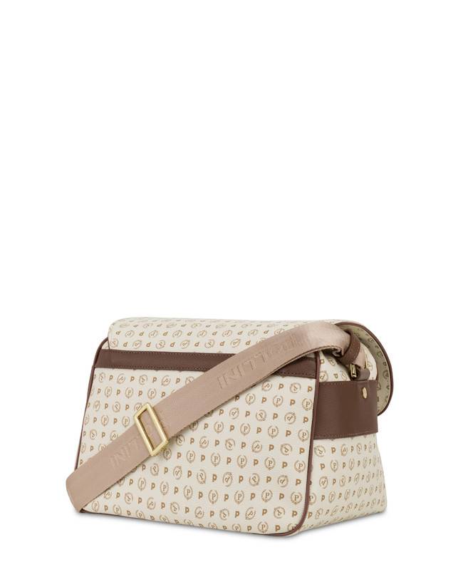 Pollini Borsa A Spalla Multitasche Heritage Logo Classic Avorio/marrone In Vendita