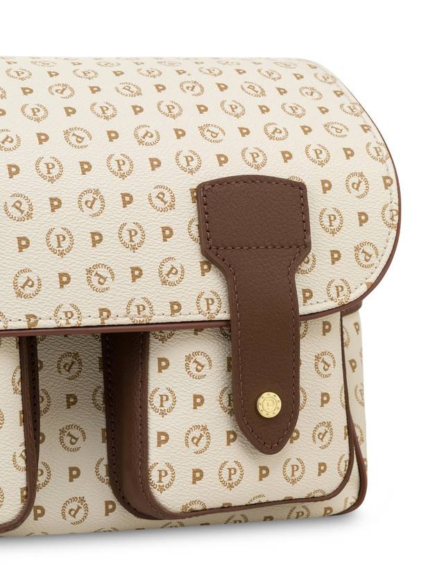 Pollini Borsa A Spalla Multitasche Heritage Logo Classic Avorio/marrone In Vendita