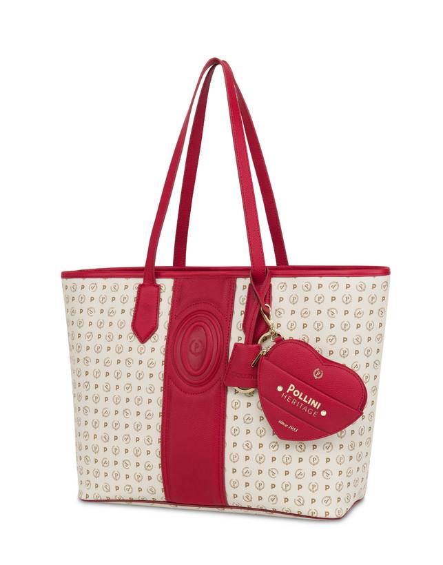 Pollini Shopping Bag Heritage 70th Anniversary Avorio/rosso Vendita Calda