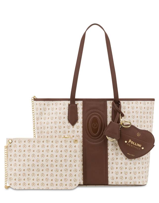 Pollini Shopping Bag Heritage 70th Anniversary Avorio/marrone Negozio