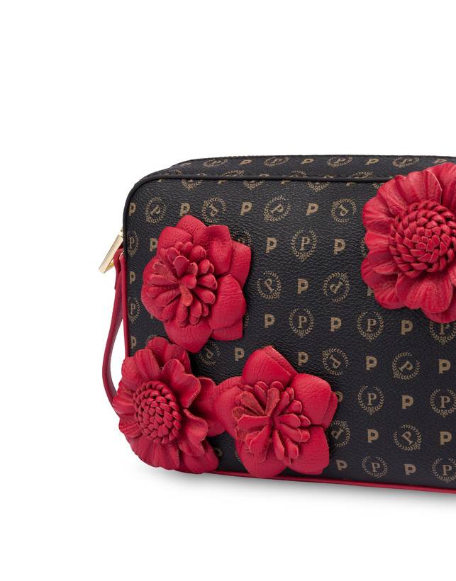 Pollini Camera Bag Piccola Heritage Flowers Nero/rosso In Linea