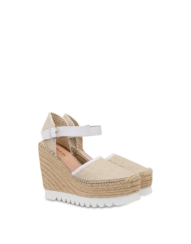 Pollini Sandali Con Zeppa Espadrillas Heritage Logo Embossed Avorio Soddisfazione Garantita