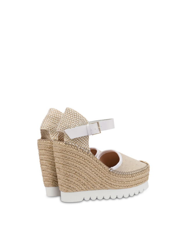 Pollini Sandali Con Zeppa Espadrillas Heritage Logo Embossed Avorio Soddisfazione Garantita
