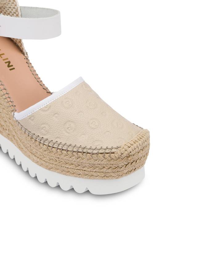 Pollini Sandali Con Zeppa Espadrillas Heritage Logo Embossed Avorio Soddisfazione Garantita