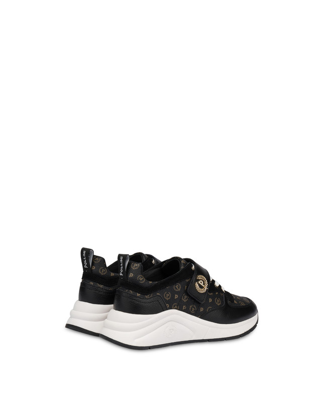 Pollini Sneakers In Vitello E Pvc Logo Heritage Nero/nero Novità