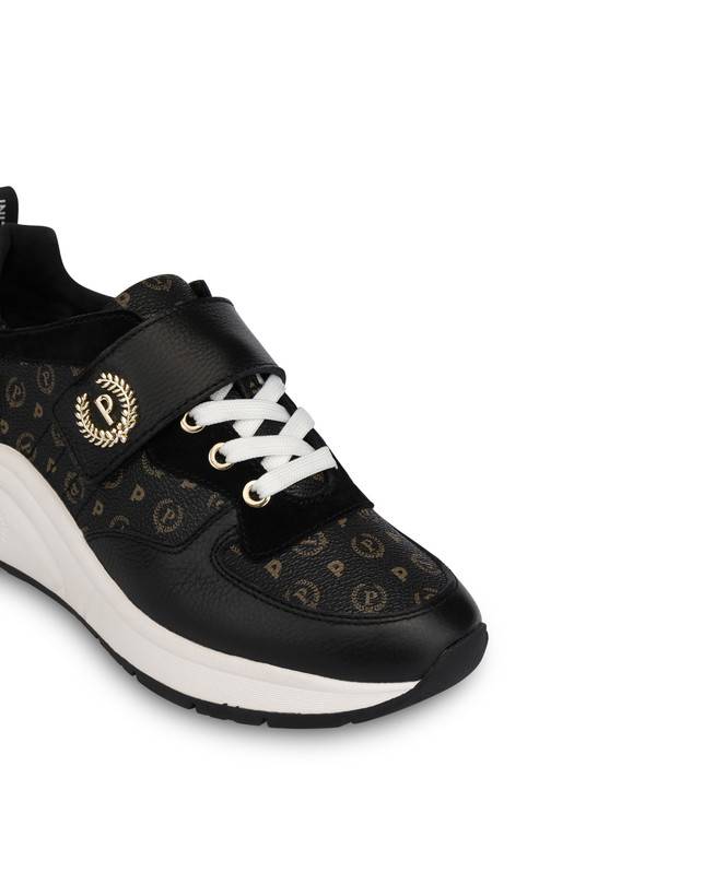Pollini Sneakers In Vitello E Pvc Logo Heritage Nero/nero Novità