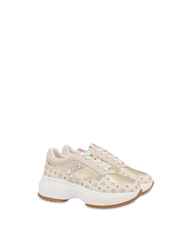 Pollini Sneakers Con Pietre E Strass Forever Avorio/platino Presa