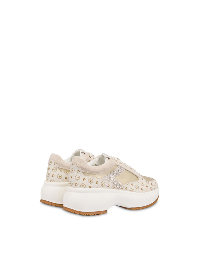 Pollini Sneakers Con Pietre E Strass Forever Avorio/platino Presa