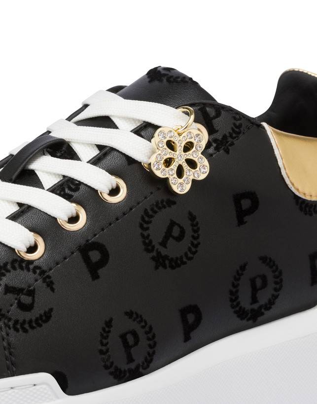 Pollini Sneakers Con Charm Heritage Flock Nero/nero Economico