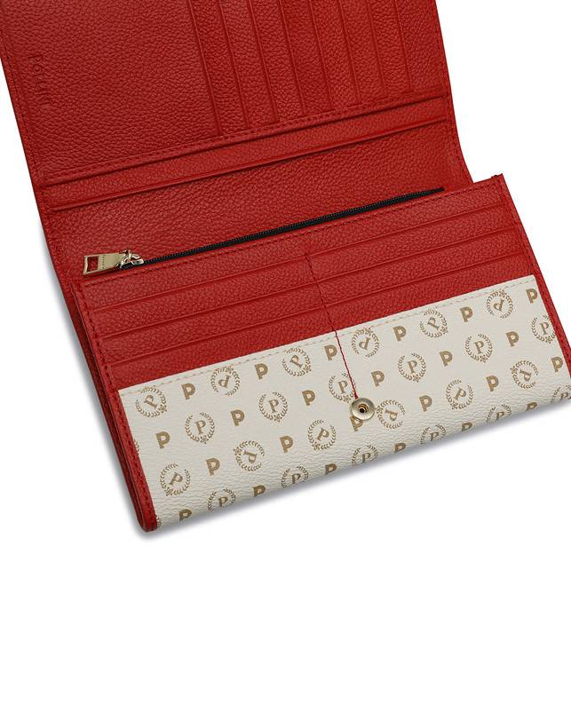 Pollini Portafoglio Heritage Logo Classic Avorio/lacca Vendita Calda