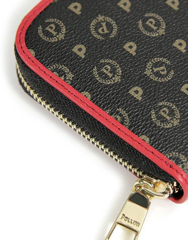 Pollini Portafoglio Zip Around Heritage Logo Classic Nero/lacca Vendite Flash