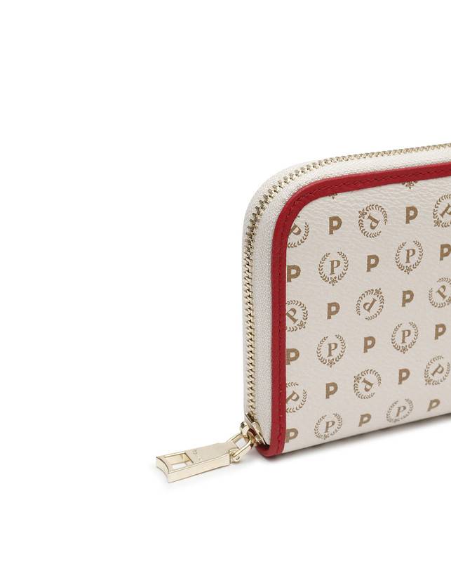Pollini Portafoglio Zip Around Heritage Logo Classic Avorio/lacca Italy