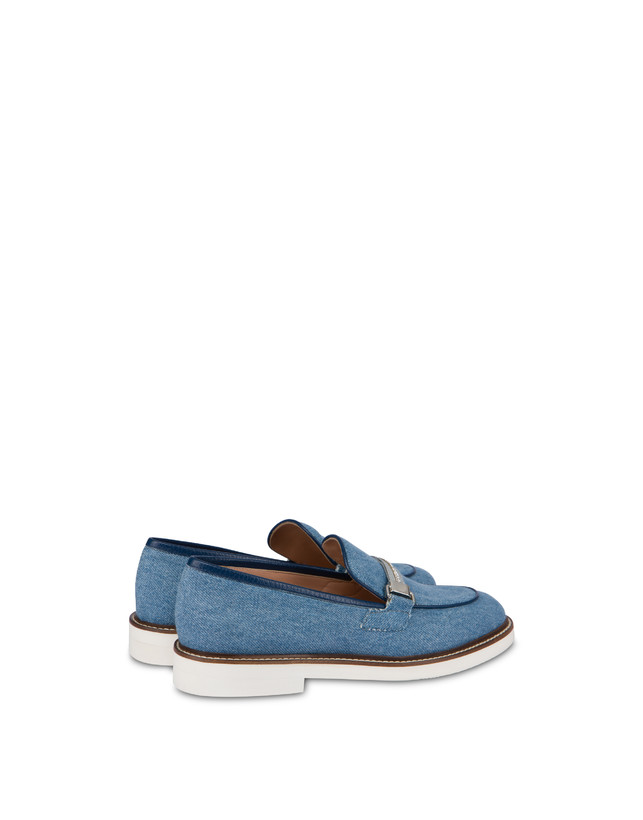 Pollini Mocassini In Tessuto Denim Mannish Denim/navy Convenienza