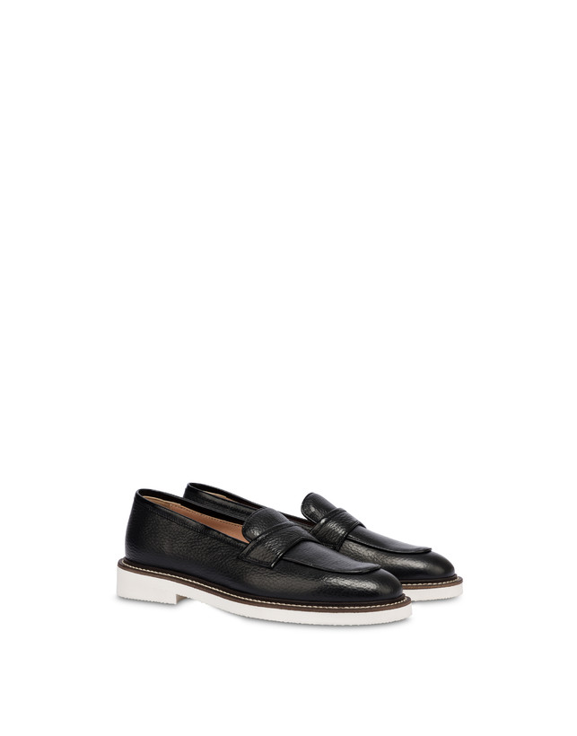 Pollini Mocassini In Vitello Mannish Nero/nero Outlet