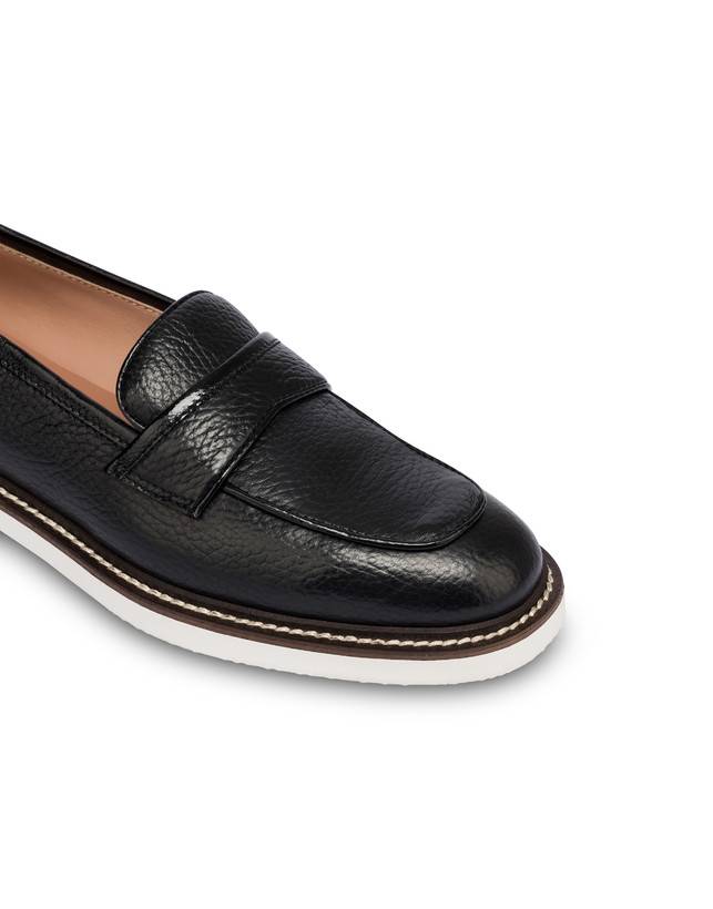 Pollini Mocassini In Vitello Mannish Nero/nero Outlet