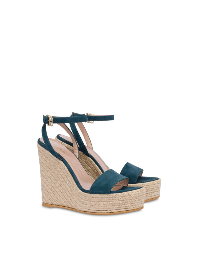 Pollini Sandalo Con Zeppa In Camoscio Playa Pavone Offerta