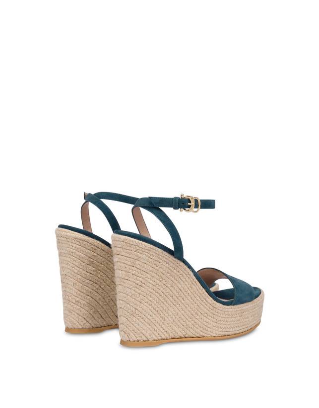 Pollini Sandalo Con Zeppa In Camoscio Playa Pavone Offerta