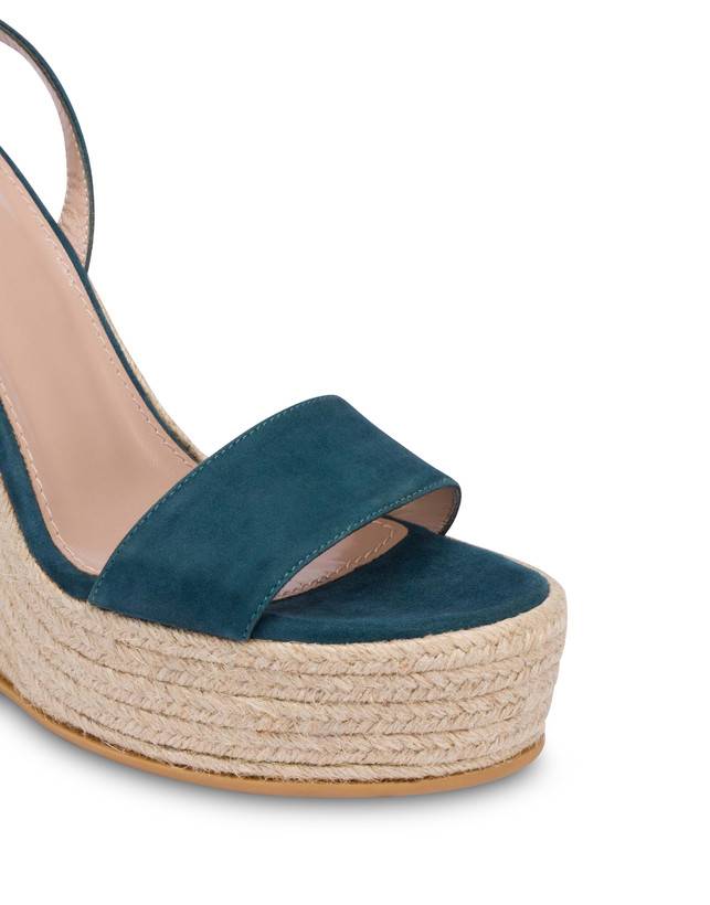Pollini Sandalo Con Zeppa In Camoscio Playa Pavone Offerta