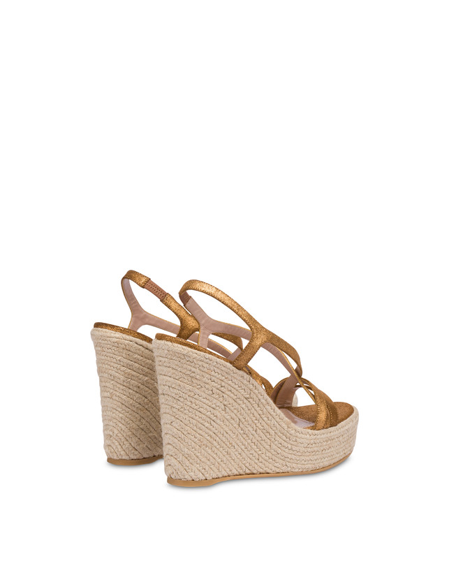 Pollini Sandalo Con Zeppa In Crosta Laminata Playa Oro Economico