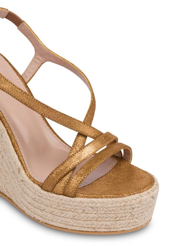 Pollini Sandalo Con Zeppa In Crosta Laminata Playa Oro Economico