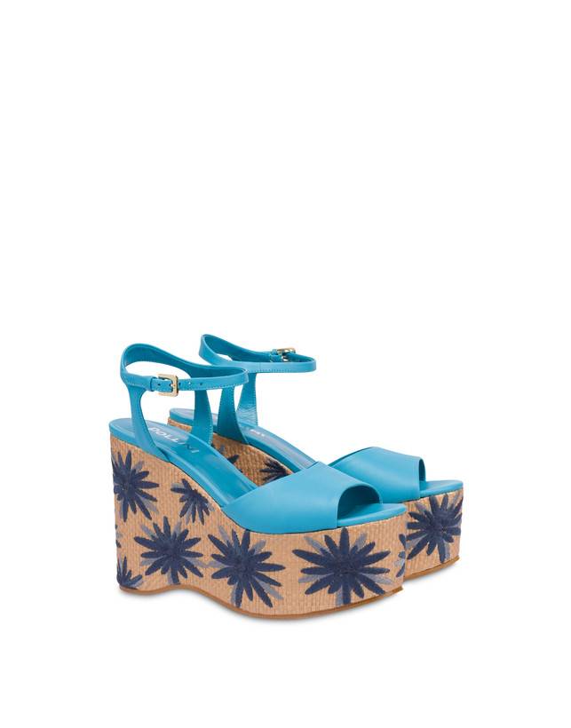 Pollini Sandali Con Zeppa Ricamata Desert Rose Pool/naturale In Vendita
