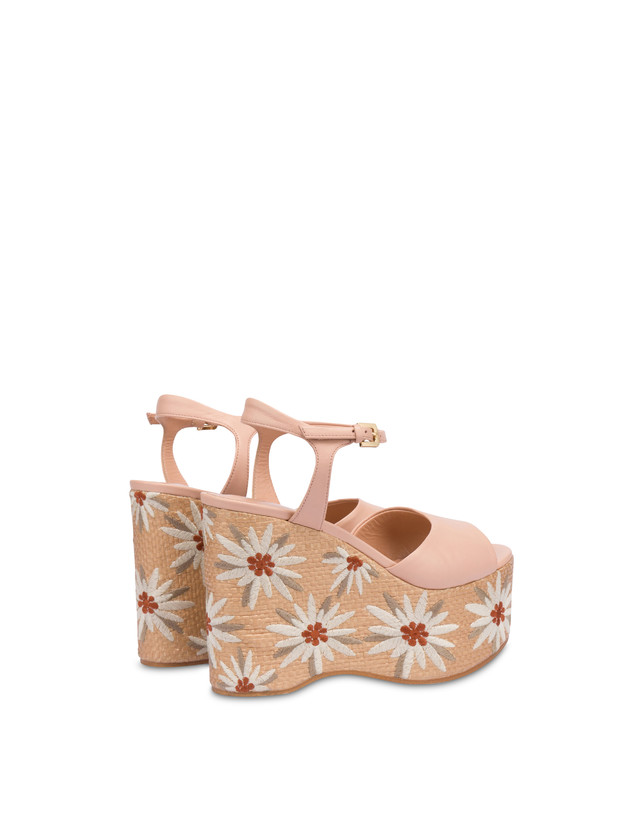 Pollini Sandali Con Zeppa Ricamata Desert Rose Nude/naturale Saldi
