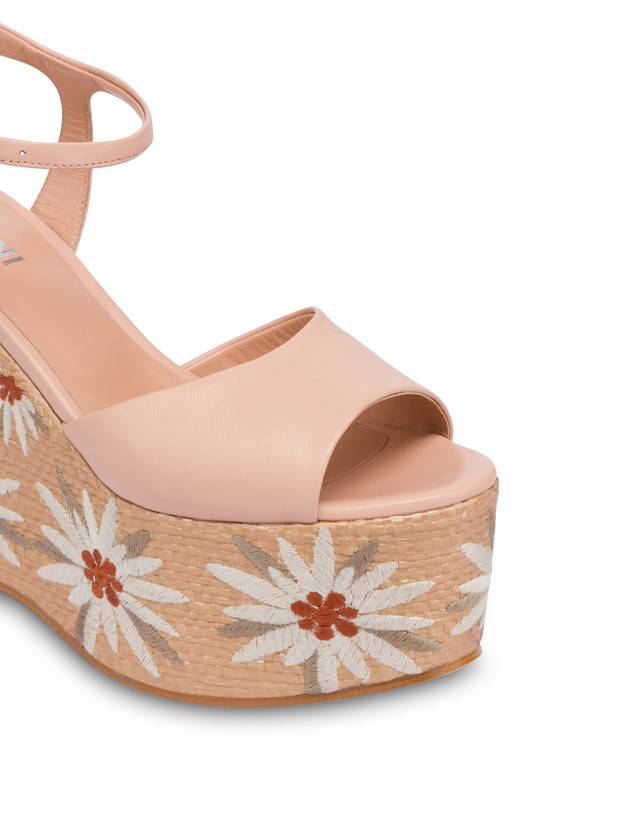 Pollini Sandali Con Zeppa Ricamata Desert Rose Nude/naturale Saldi