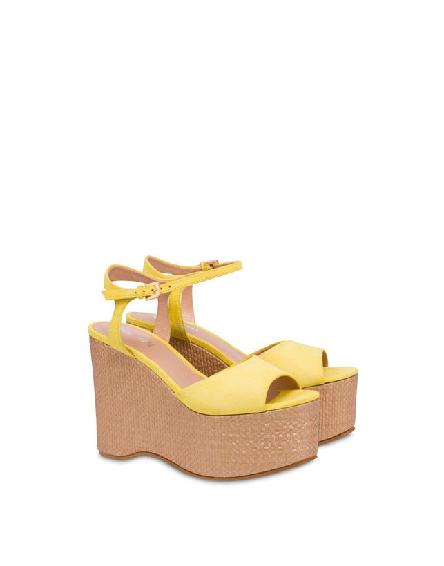 Pollini Sandali In Nappa Con Zeppa Capri Sun/naturale Offerte