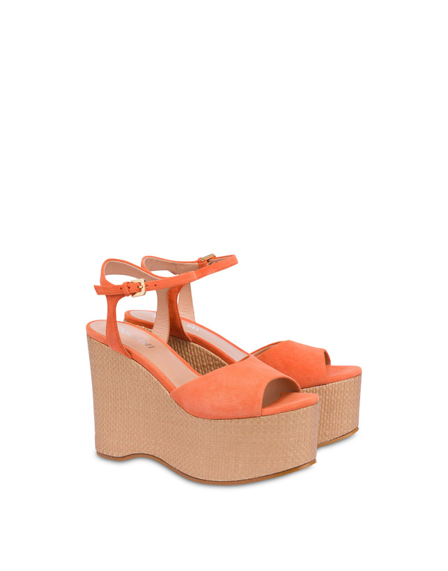 Pollini Sandali In Nappa Con Zeppa Capri Coral/naturale Hotsell