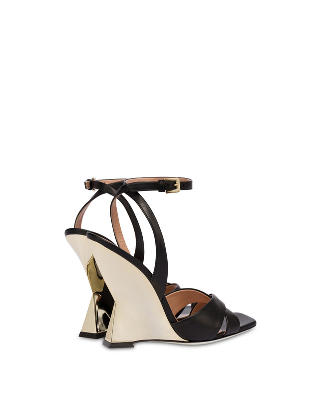 Pollini Sandali Con Zeppa Cote D'azur Nero/oro Vendita Economica