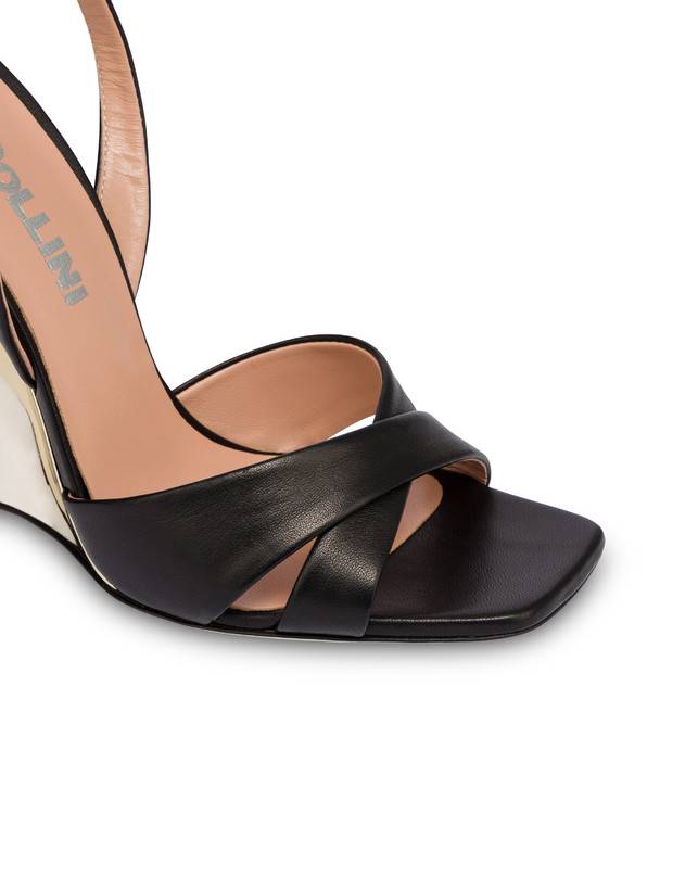 Pollini Sandali Con Zeppa Cote D'azur Nero/oro Vendita Economica