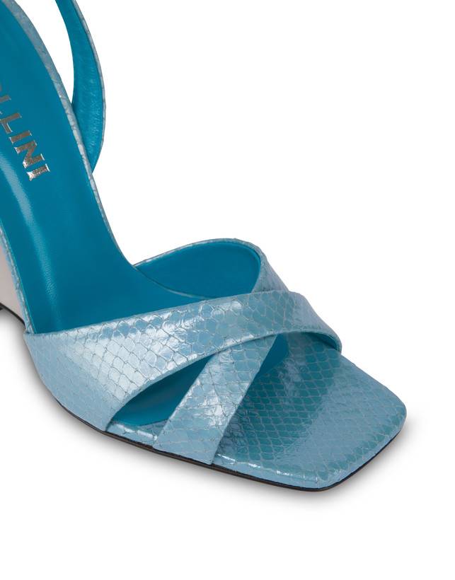 Pollini Sandali Con Zeppa Stampa Pitone Cote D'azur Pool/argento Saldi Di Fabbrica